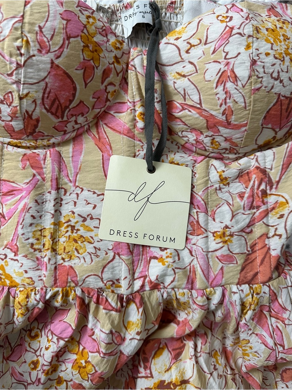 Dress Forum Floral Maxi Dress in Pink, Yellow and Cream